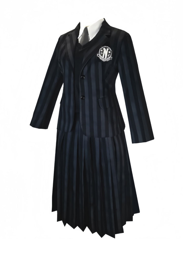 1940s Wednesday Academy Striped Uniform Costume Set - vintage fashion, retro style