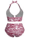[Plus Size] 1940s Zebra Print Cutout Halter Swimsuit, vintage swimsuit, pin-up swimwear - perfect for women who love vintage and retro fashion