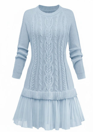1940s Solid Cable Knit Pleated Hem Sweater Dress, vintage dress, retro fashion - perfect for women who love vintage and retro fashion