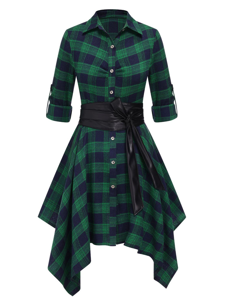 1950s Sleeve Plaid Belt Dress | 1950s | vintage dress, retro fashion