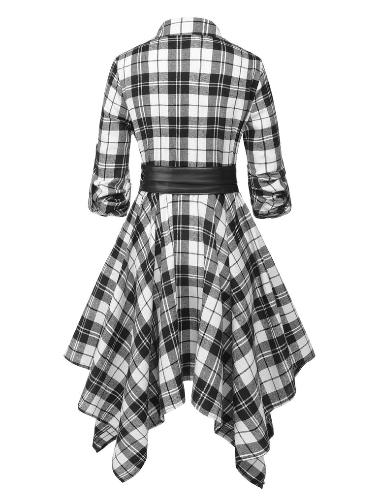 1950s 3/4 Sleeve Plaid Belt Dress: timeless style reimagined