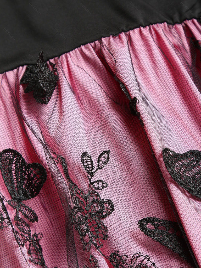 1950s 3D Butterfly Embroidered Patchwork Dress - vintage dress, retro fashion, rockabilly