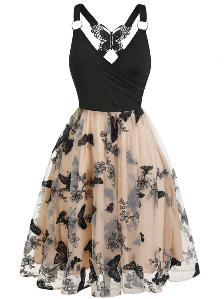 1950s 3D Butterfly Embroidered Patchwork Dress - vintage dress, retro fashion, rockabilly