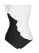 1950s 3D Ruffles Strapless Solid Swimsuit, vintage swimsuit, pin-up swimwear - perfect for women who love vintage and retro fashion