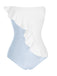 1950s 3D Ruffles Strapless Solid Swimsuit, vintage swimsuit, pin-up swimwear - perfect for women who love vintage and retro fashion