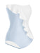1950s 3D Ruffles Strapless Solid Swimsuit, vintage swimsuit, pin-up swimwear - perfect for women who love vintage and retro fashion