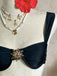 3PCS 1950s Solid Metal Sun Chain Accent Bikini Set & Cover-Up - vintage fashion, retro style