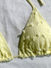 3PCS Yellow 1950s Textured Halter Bikini Set & Shorts - vintage fashion, retro style, elegant red