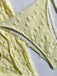 3PCS Yellow 1950s Textured Halter Bikini Set & Shorts - vintage fashion, retro style, elegant red