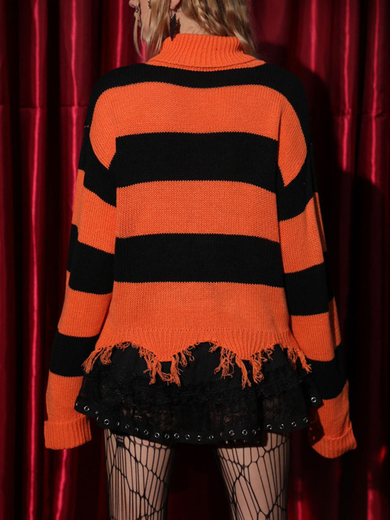 Black & Orange 1950s Halloween Bat Applique Knit Sweater - vintage fashion, retro style, classic black