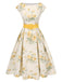 1950s-Boat-Neck-Belted-Floral-Dress, vintage, retro, dress