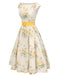 1950s-Boat-Neck-Belted-Floral-Dress, vintage, retro, dress