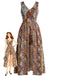 1970s Bohemian Paisley V-Neck Sleeveless High-Low Romper - vintage romper, retro jumpsuit for vintage lovers