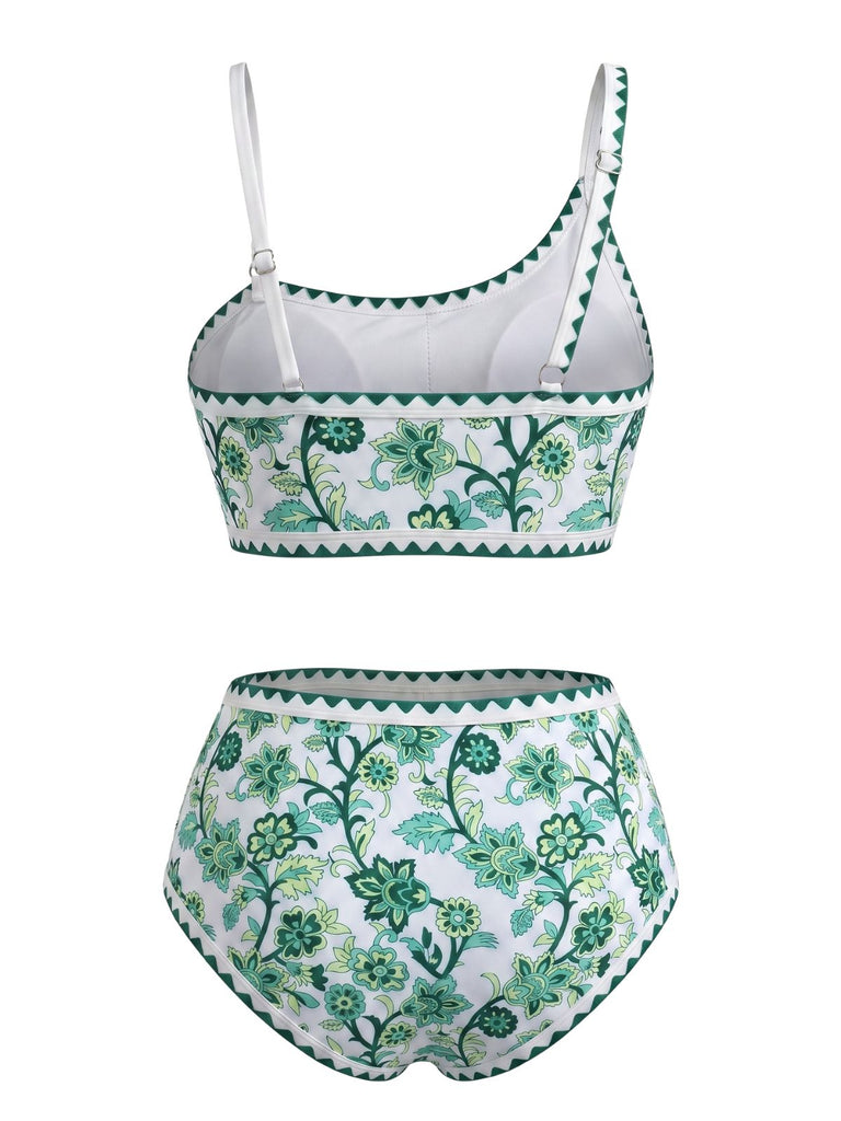 1950s Print High Waist Two Piece Bikini Set 2