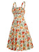 She slips into this 1950s Botanical Print Strap High Waist Dress and suddenly it's a 1950s daydream