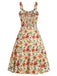 1950s Botanical Print Strap High Waist Dress: where 1950s romance meets her modern spirit