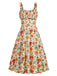 1950s Botanical Print Strap High Waist Dress: where 1950s romance meets her modern spirit