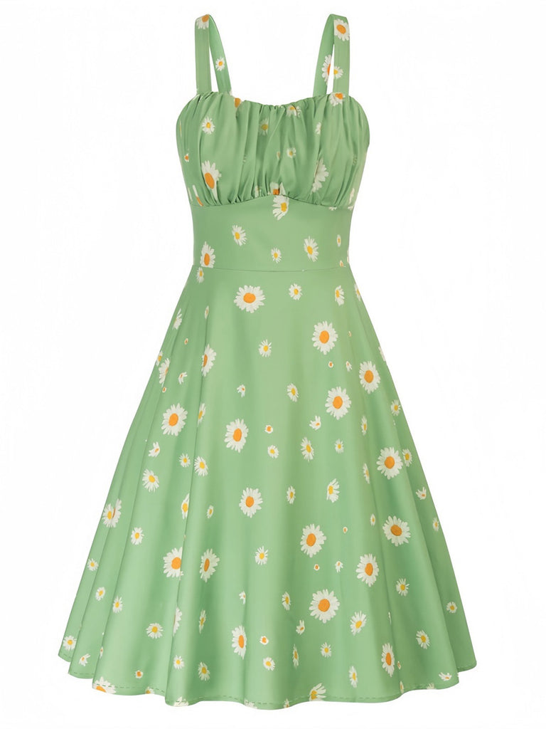 1950s Botanical Print Strap High Waist Dress — the kind of 1950s dress that makes strangers smile