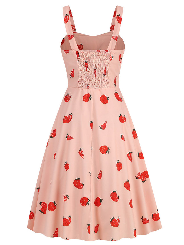 1950s Botanical Print Strap High Waist Dress: where 1950s romance meets her modern spirit