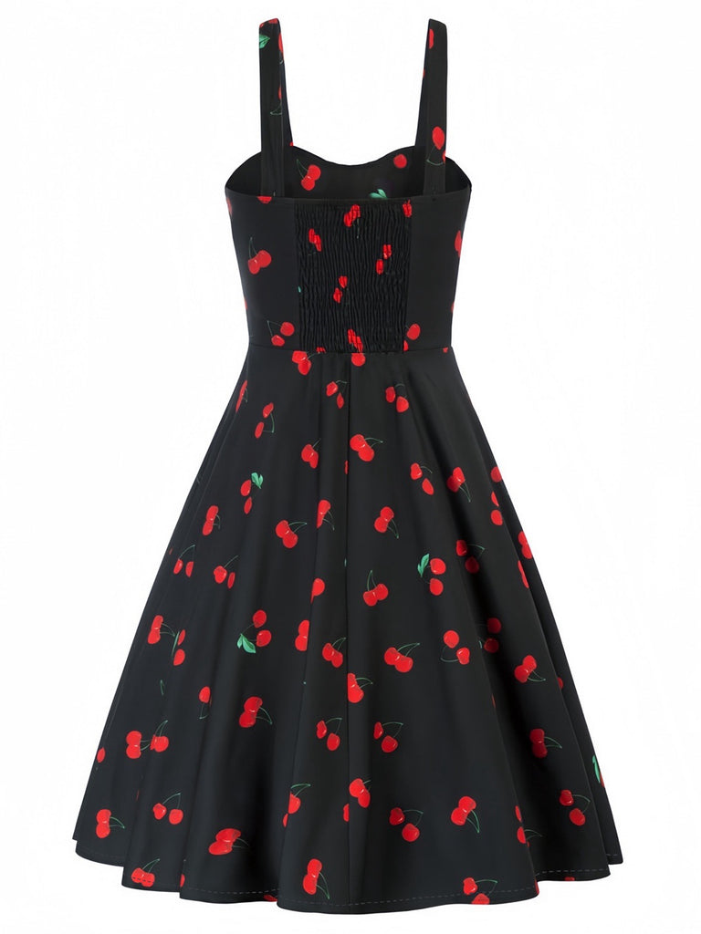 1950s Botanical Print Strap High Waist Dress — the kind of 1950s dress that makes strangers smile