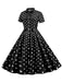 She slips into this 1950s Bow Collar Striped Dots Swing Dress and suddenly it's a 1950s daydream