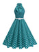 1950s Bow Tie Neck Polka Dot Belted Dress - vintage dress, retro fashion, rockabilly