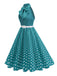 1950s Bow Tie Neck Polka Dot Belted Dress - vintage dress, retro fashion, rockabilly