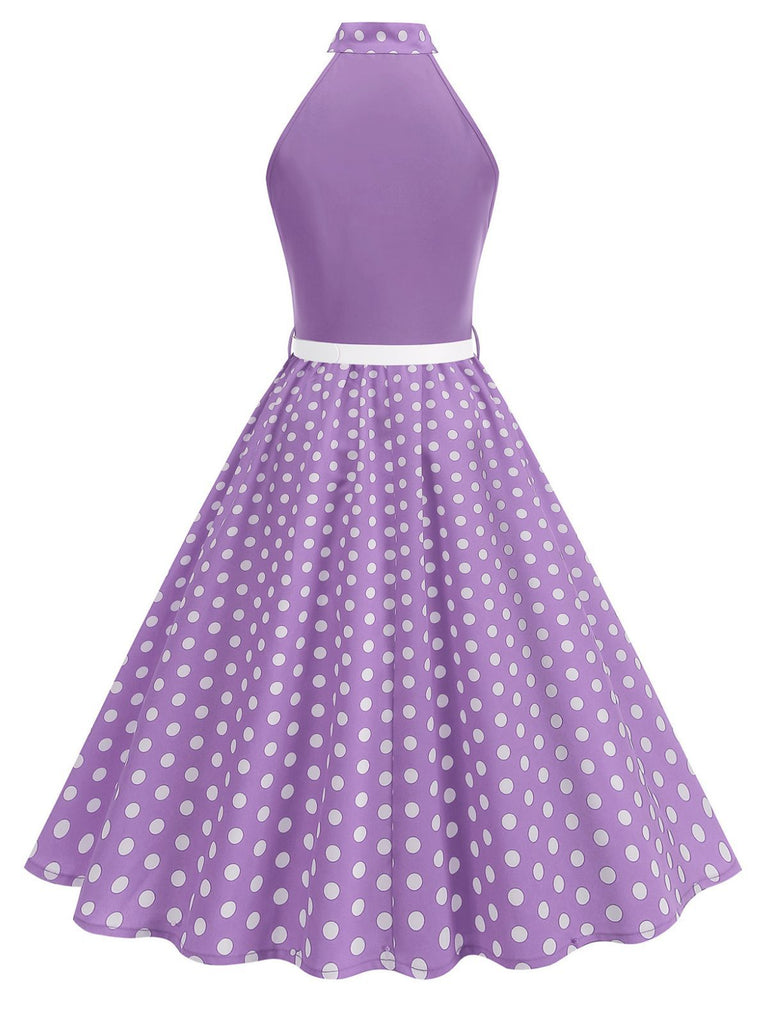 1950s Bow Tie Neck Polka Dot Belted Dress - vintage dress, retro fashion, rockabilly