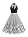 1950s Bow Tie Neck Polka Dot Belted Dress - vintage dress, retro fashion, rockabilly