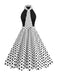 1950s Bow Tie Neck Polka Dot Belted Dress - vintage dress, retro fashion, rockabilly