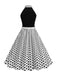 1950s Bow Tie Neck Polka Dot Belted Dress - vintage dress, retro fashion, rockabilly