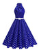 1950s Bow Tie Neck Polka Dot Belted Dress - vintage dress, retro fashion, rockabilly