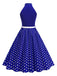 1950s Bow Tie Neck Polka Dot Belted Dress - vintage dress, retro fashion, rockabilly
