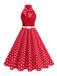 1950s Bow Tie Neck Polka Dot Belted Dress - vintage dress, retro fashion, rockabilly