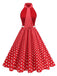 1950s Bow Tie Neck Polka Dot Belted Dress - vintage dress, retro fashion, rockabilly