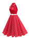 1950s Bow Tie Neck Polka Dot Belted Dress - vintage dress, retro fashion, rockabilly