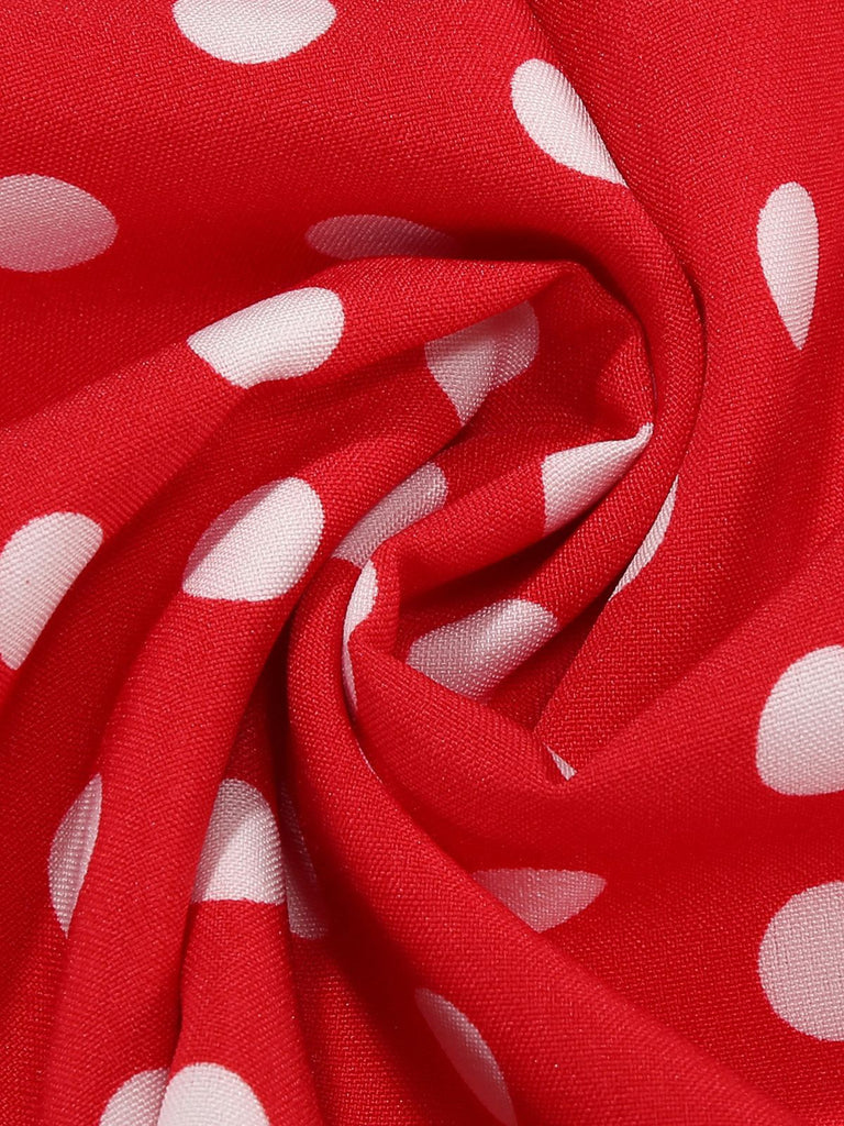 1950s Bow Tie Neck Polka Dot Belted Dress - vintage dress, retro fashion, rockabilly