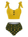 1950s Bowknot Spaghetti Strap Button Bikini: timeless style reimagined
