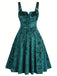 1950s Buckle Strap Velvet Sleeveless Dress - vintage dress, retro fashion, rockabilly
