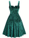 1950s Buckle Strap Velvet Sleeveless Dress - vintage dress, retro fashion, rockabilly