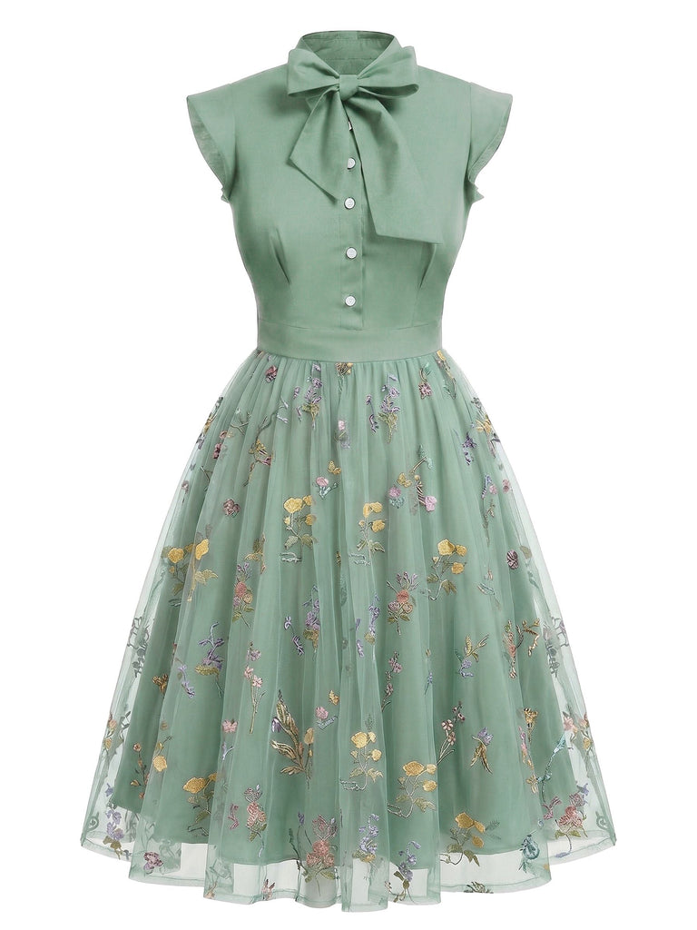 [Pre-Sale] Green 1950s Floral Patchwork Vintage Dress, vintage dress, retro fashion, rockabilly, pin-up fashion - perfect for women who love vintage and retro fashion