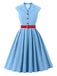 1950s Button Cap Sleeve Lapel Belted Dress - vintage dress, retro fashion, rockabilly