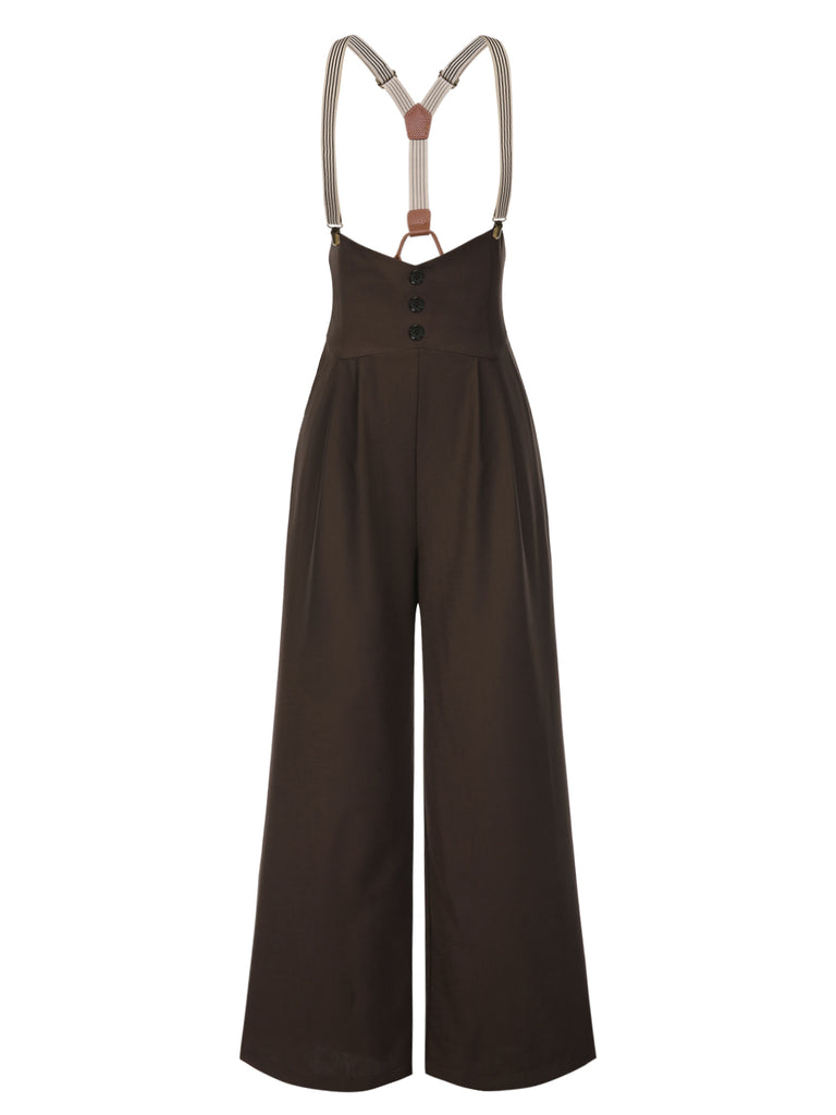 Dark 1950s Button Suspender Pants - vintage fashion, retro style