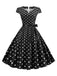 She slips into this 1950s Cap Sleeve Polka Dot Belted Dress and suddenly it's a 1950s daydream