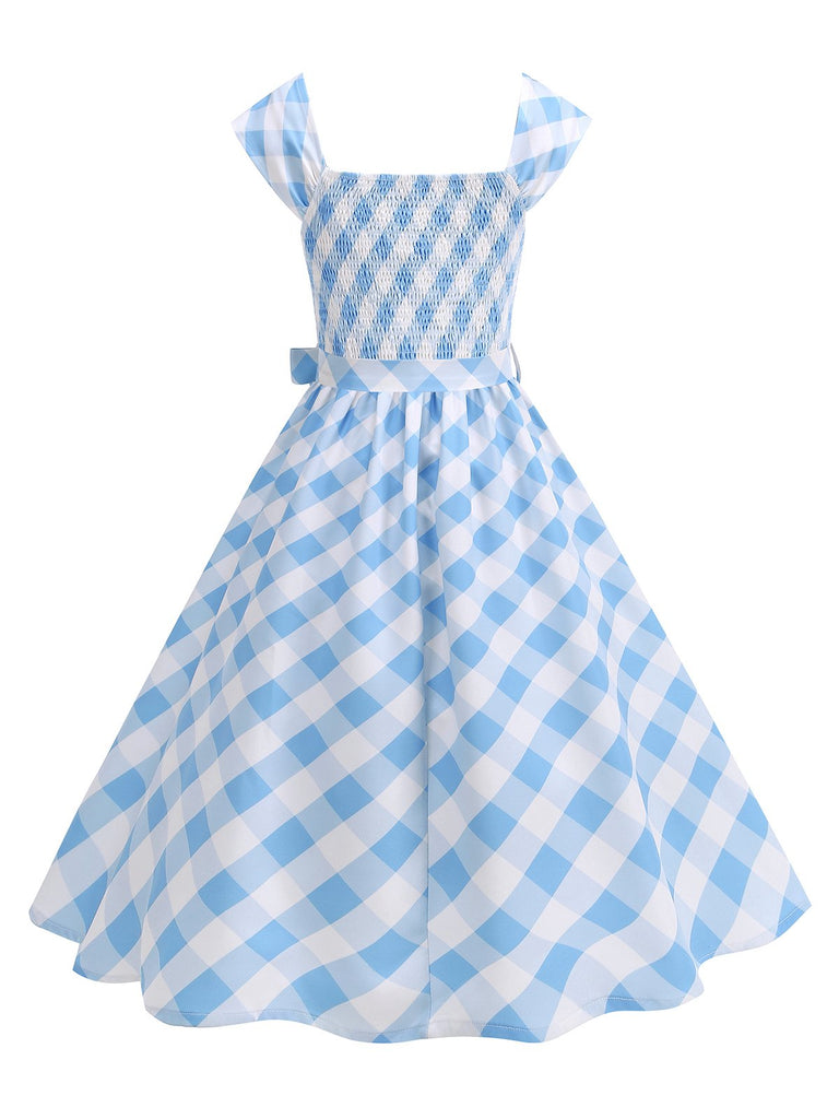 1950s Cap Sleeves Argyle Plaid Swing Dress — the kind of 1950s dress that makes strangers smile