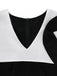 2PCS Black & White 1950s Cape Collar ColorBlock Top & Pants - vintage fashion, retro style, classic black