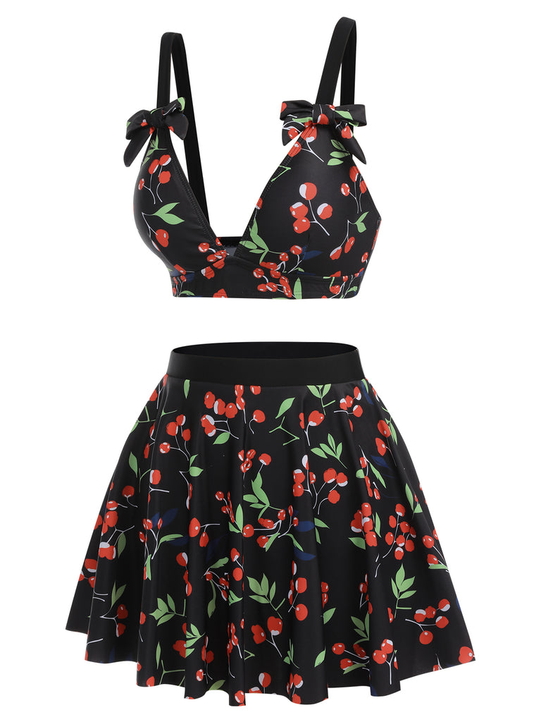 1950s Cherry Bow VNeck Swimsuit | 1950s | vintage swimsuit, retro beachwear
