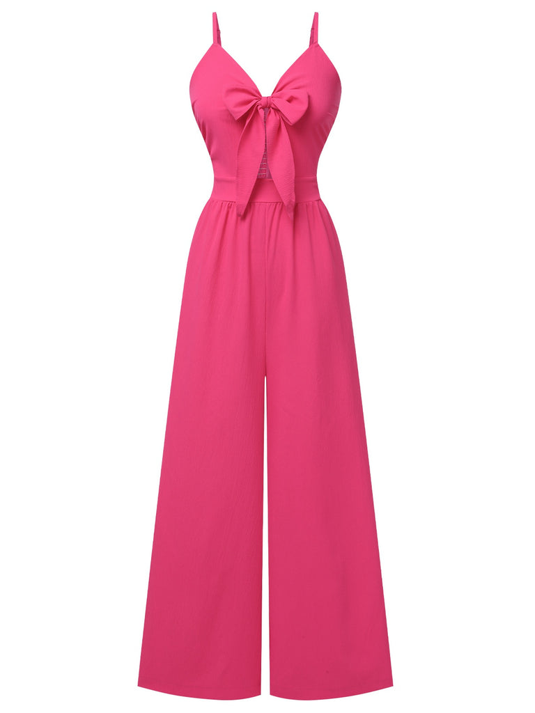 1950s Chest Bow Spaghetti Strap Jumpsuit, vintage romper, retro jumpsuit - perfect for women who love vintage and retro fashion