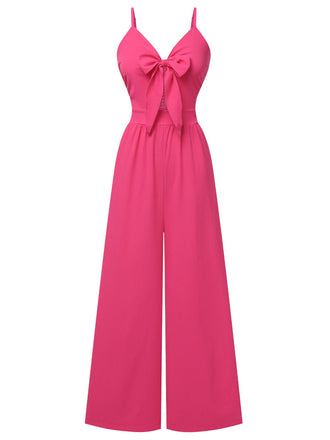1950s Chest Bow Spaghetti Strap Jumpsuit, vintage romper, retro jumpsuit - perfect for women who love vintage and retro fashion