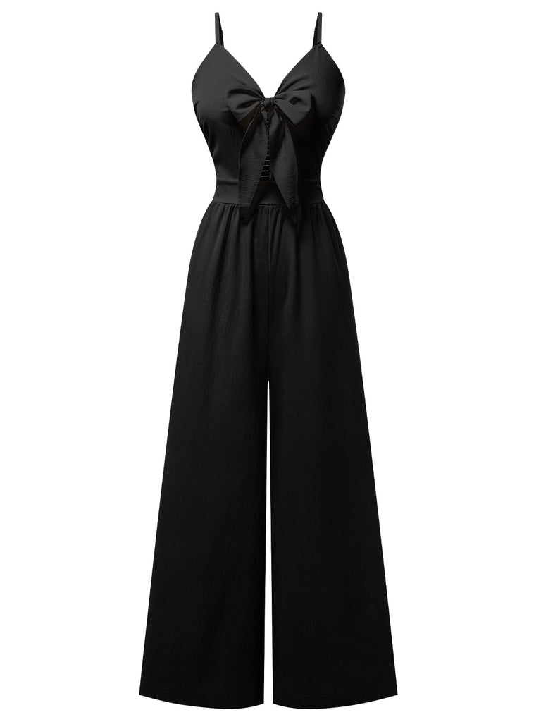 1950s Chest Bow Spaghetti Strap Jumpsuit, vintage romper, retro jumpsuit - perfect for women who love vintage and retro fashion